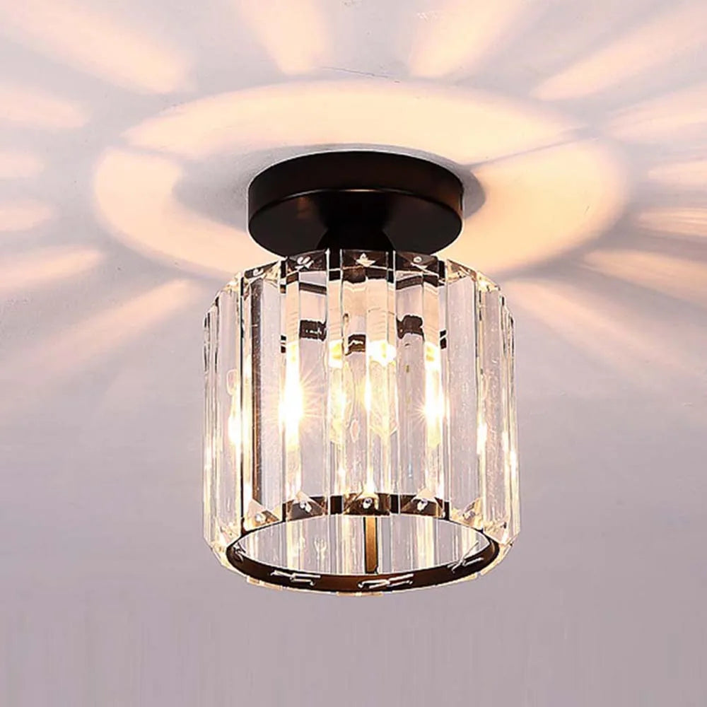 Crystal Pendant Ceiling Light, Modern E27 Semi Flush Design for Home Decor