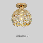Crystal Flush Mount Chandelier for Hallway Foyer, Modern Hollow Carved Ceiling Light