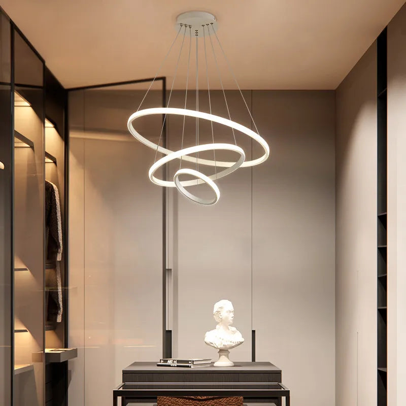 Black Ring LED Pendant Chandelier for Living Room, Dining Room, Kitchen