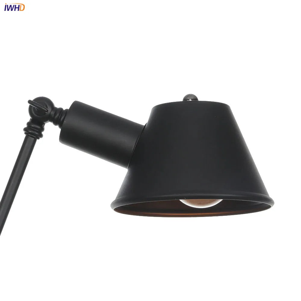 Black Single Swing Arm Wall Light Industrial Vintage Sconce LED Wall Lamp
