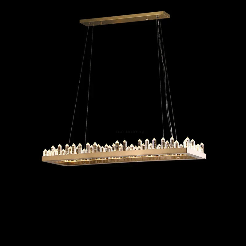 Golden Crystal LED Chandelier for Modern Dining Room