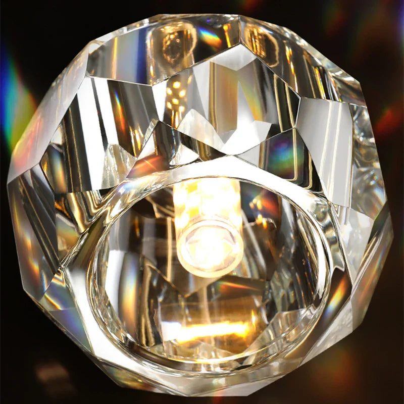 Diamond Crystal Copper LED Pendant Chandelier for Stylish Indoor Lighting.