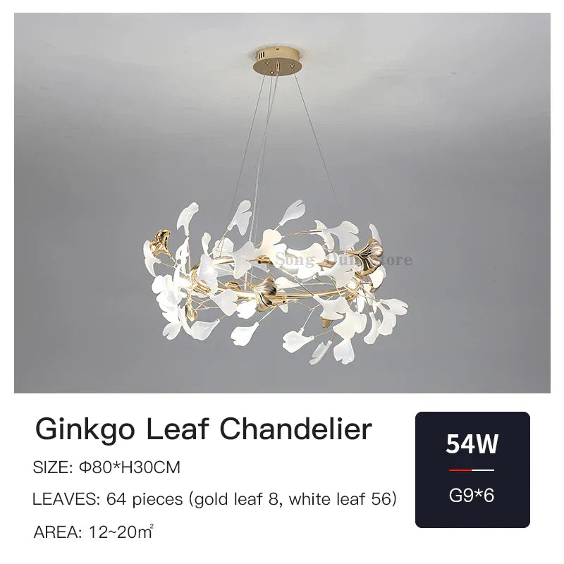 Ginkgo Ceramic Chandelier: Luxury Pendant Lights for Dining & Living Room