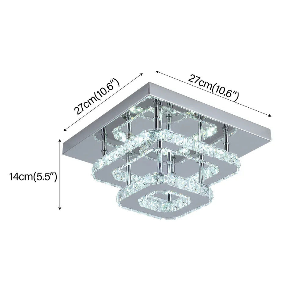 LED Crystal Chandelier Mirror Rings Ceiling Light for Home Décor