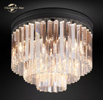 Crystal Flushmount Chandelier - Modern Ceiling Light for Living Room