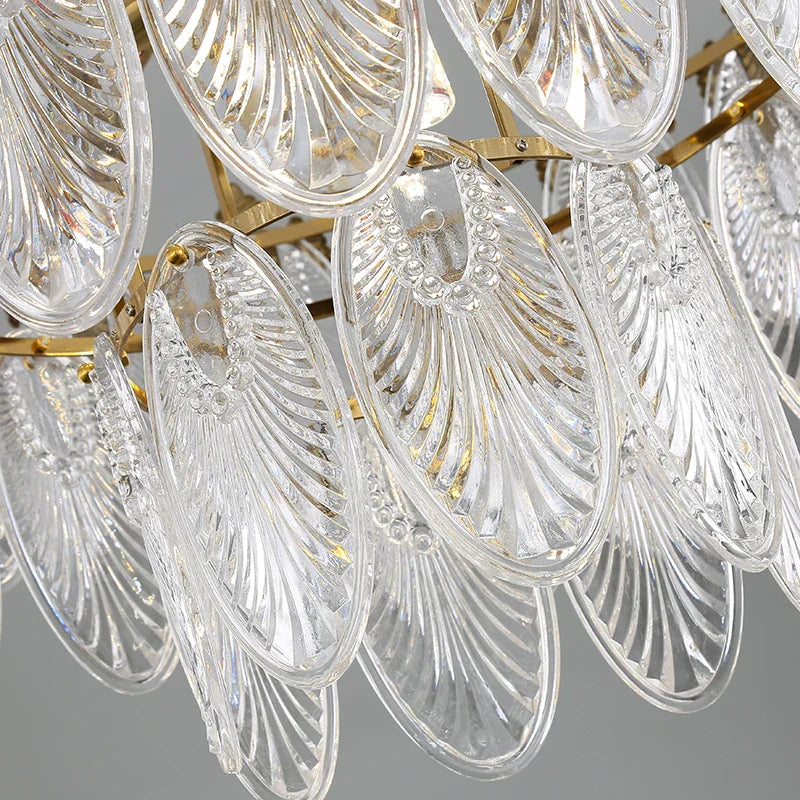 Round Glass Suspension Chandelier – Modern French Style Light Luxury for Living Room
