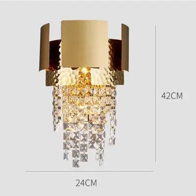 Postmodern Crystal Pendant Light - Golden Stainless Steel Suspension Lamp