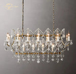 Crystal Iron Chandelier: Modern Brass Candle Chandeliers for Living Dining Room