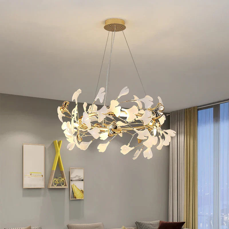 Ginkgo Ceramic Chandelier: Luxury Pendant Lights for Dining & Living Room