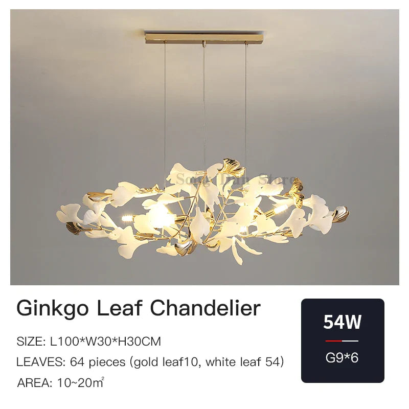 Ginkgo Leaf Decor Chandelier - Nordic Fine Flower Art Light for Living Room