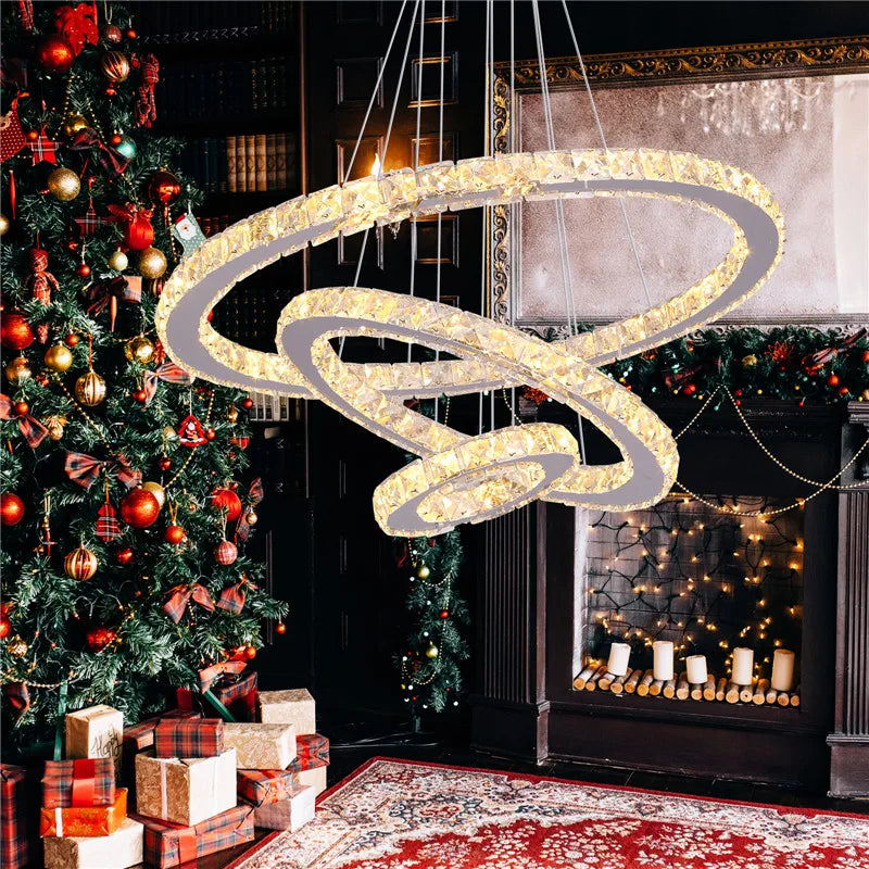 Crystal LED Pendant Chandelier, Modern Nordic Ceiling Lamp for Living and Dining Room