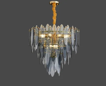 LED Glass Metal Leaf Chandelier: Luxury Postmodern Lighting for Home Decor, Bedroom, Living Room