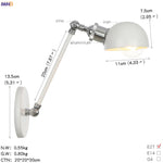 White Swing Arm Wall Light: Adjustable Vintage Industrial Sconce Luminaria