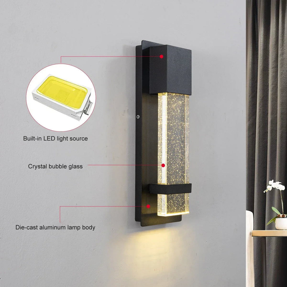 Outdoor LED Wall Lamp with PIR Motion Sensor and IP65 Waterproof Grade