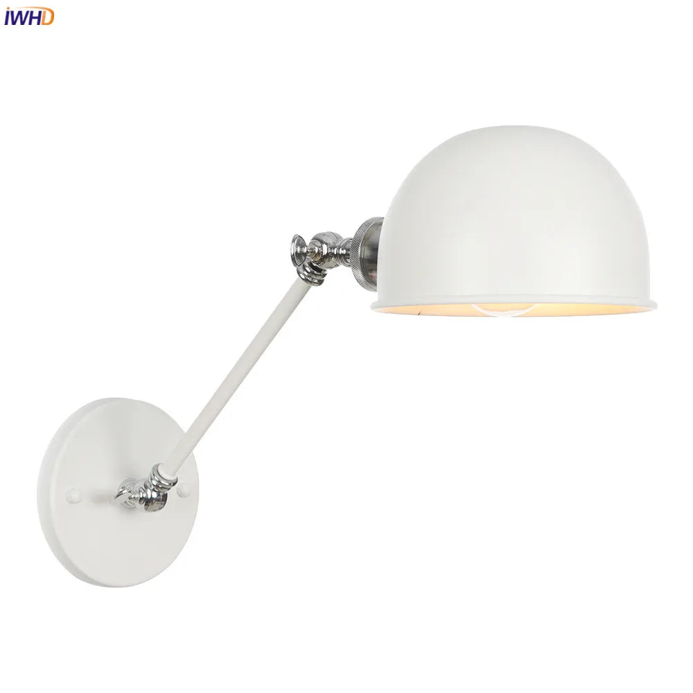 Adjustable Swing Arm Wall Sconce Industrial Vintage Retro White Wall Light