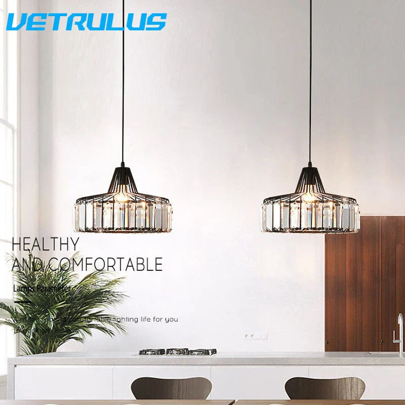 K9 Crystal Pendant Chandelier Modern Living Room Ceiling Lamp LED Hall Decor