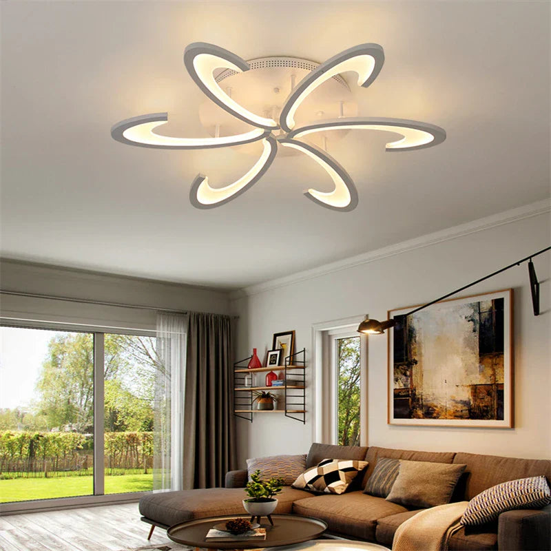 Modern Acrylic LED Chandelier Ceiling Light Fixture with RC Dimming – Indoor Plafon Lamp