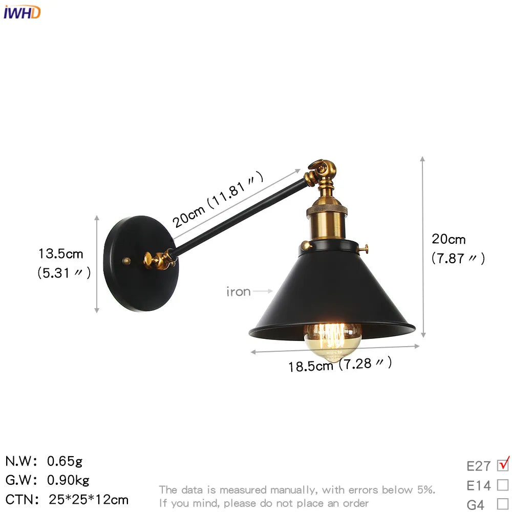 Vintage Industrial Wall Light Sconce LED Retro Bedroom Stair Loft Up Down Lamp