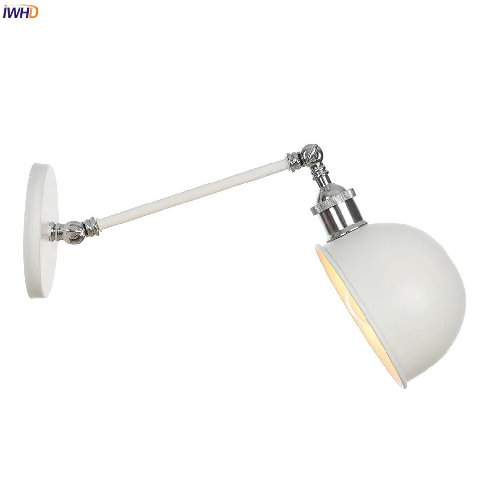 Adjustable Swing Arm Wall Sconce Industrial Vintage Retro White Wall Light