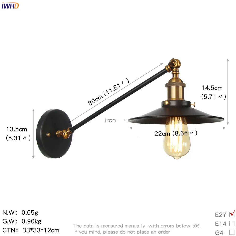 Vintage Industrial Wall Light Sconce LED Retro Bedroom Stair Loft Up Down Lamp