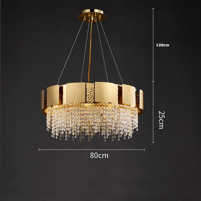 Stainless Steel Crystal Golden Chandelier for Dinning Room