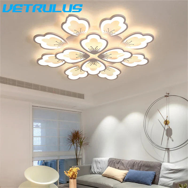 Lotus Design LED Acrylic Chandelier Ceiling Lamp for Modern Living, Dining, and Study Rooms