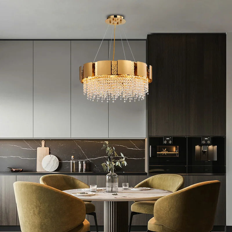Stainless Steel Crystal Golden Chandelier for Dinning Room