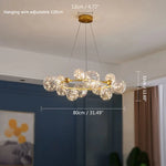 Gold LED Glass Bubble Chandelier for Dining Room and Restaurant