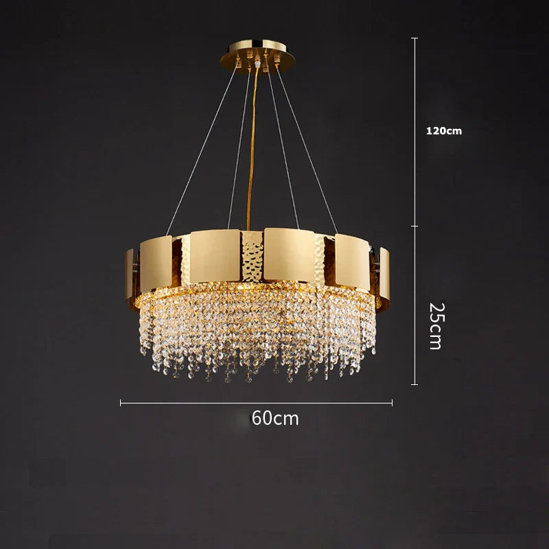 Postmodern Crystal Pendant Light - Golden Stainless Steel Suspension Lamp