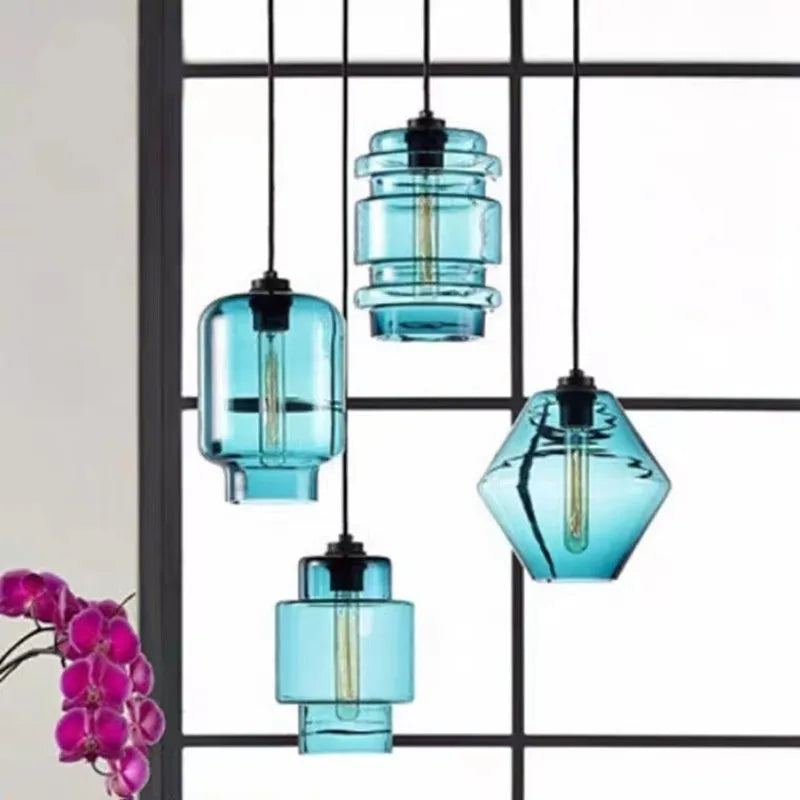 Geometric Glass Pendant Light Collection: Modern Crystalline Pendant Series