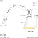 Silver Swing Arm LED Wall Light - Industrial Vintage Wall Sconce