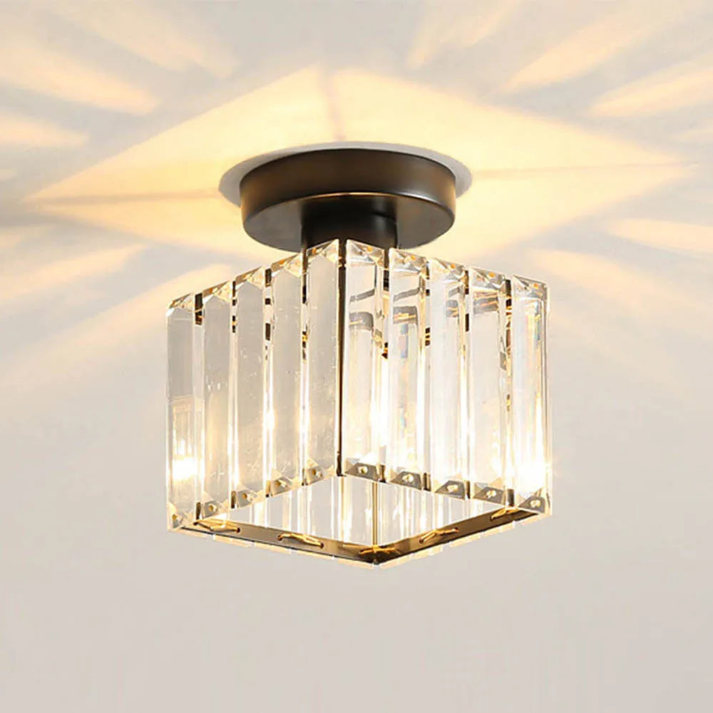 Crystal Pendant Ceiling Light, Modern E27 Semi Flush Design for Home Decor