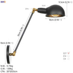 Vintage Industrial Wall Light Swing Arm LED Bedroom Cafe Stair Black