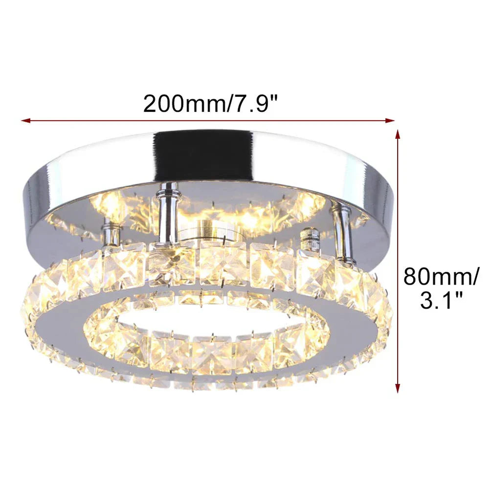 LED Crystal Chandelier Mirror Rings Ceiling Light for Home Décor