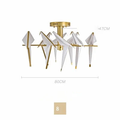 Love Bird Chandelier Lighting - White Gold Designer Lustre for Dining Room