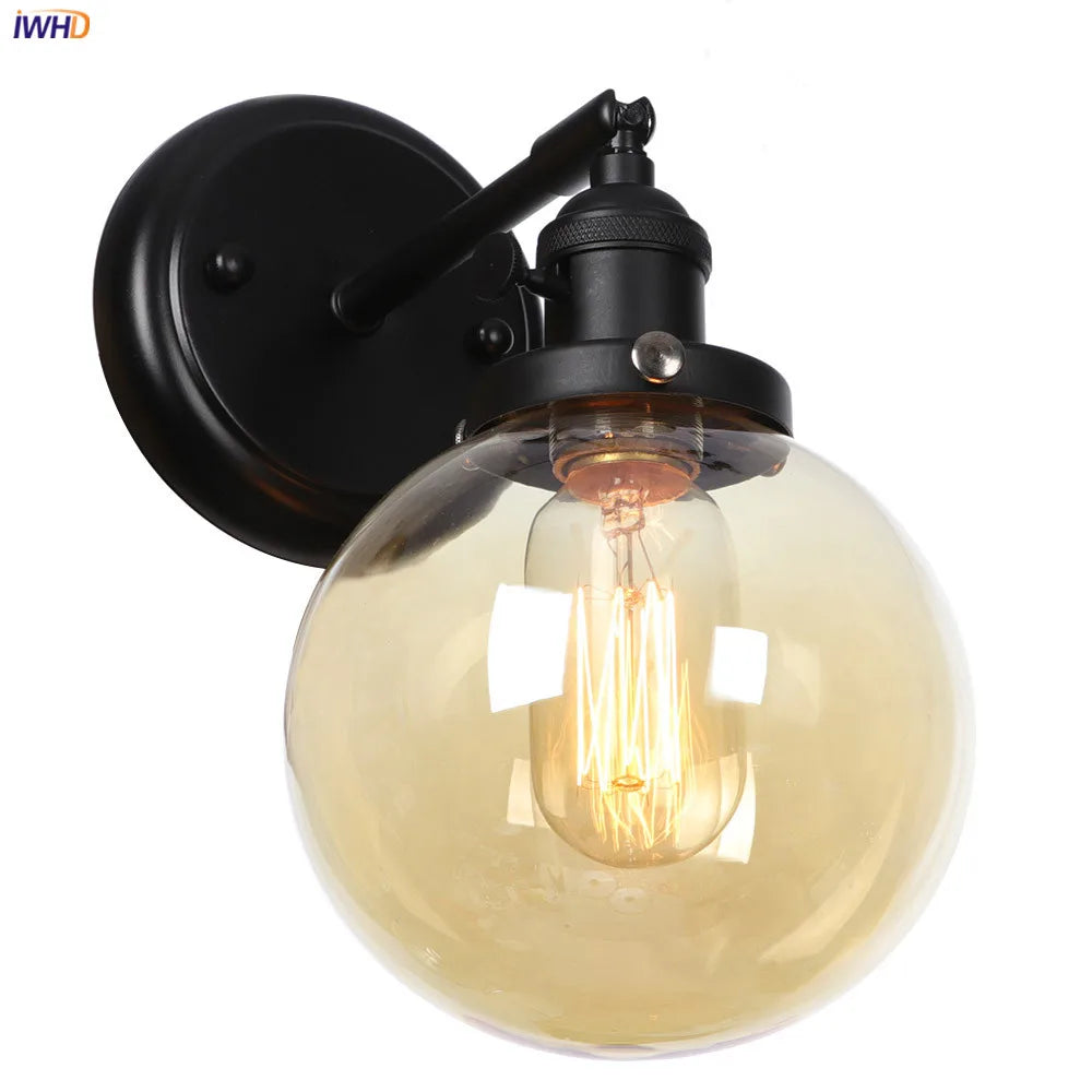 Glass Ball Wall Light Switch Hallway Bathroom Mirror Stair Black Wall Sconce