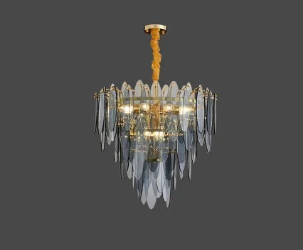 LED Glass Metal Leaf Chandelier: Luxury Postmodern Lighting for Home Decor, Bedroom, Living Room