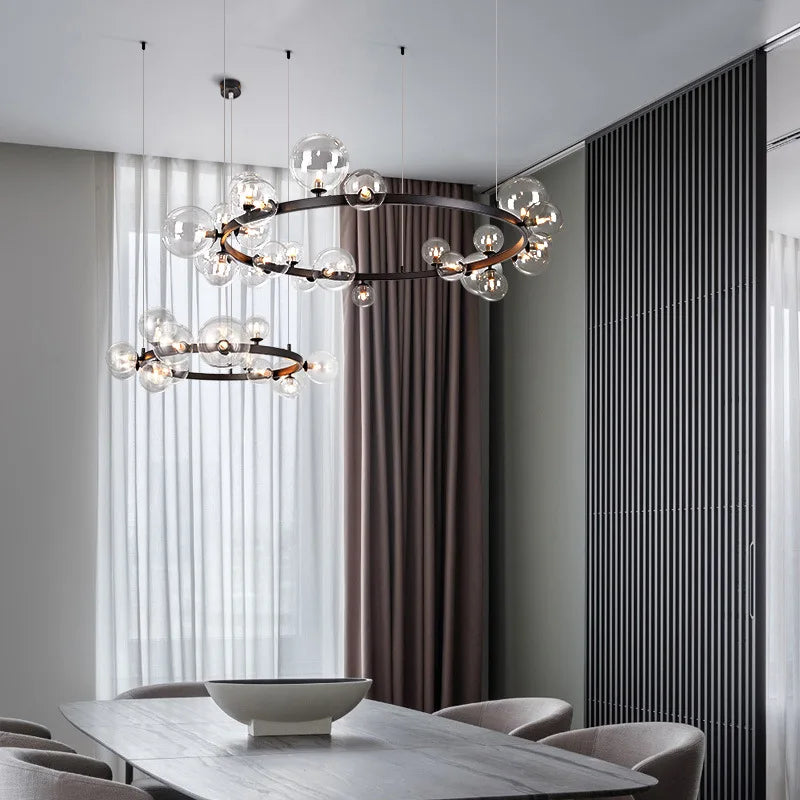 Branching Bubbles Chandelier in Black and Gold for Modern Dining Room
