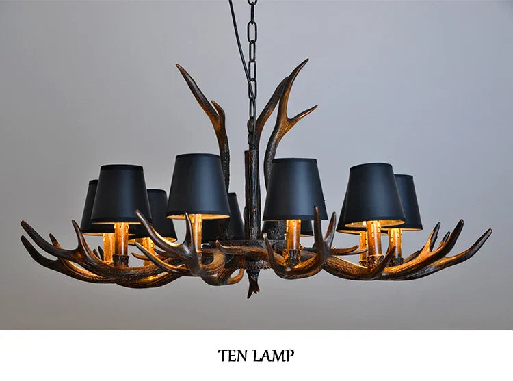 Retro Antlers LED Chandelier Table Dining Room Kitchen Interior Lighting Fixture