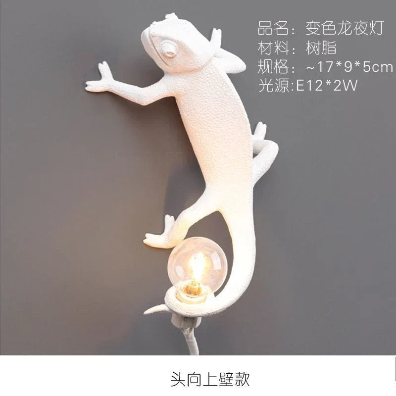 Chameleon Figure Resin LED Wall Lamp Nordic Animal Night Light