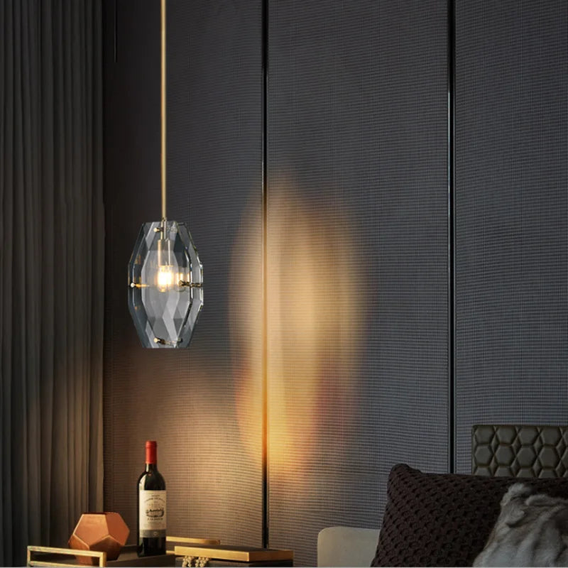 Crystal Glass Pendant Lamp Luxe Chandelier for Bedroom Restaurant Kitchen Home