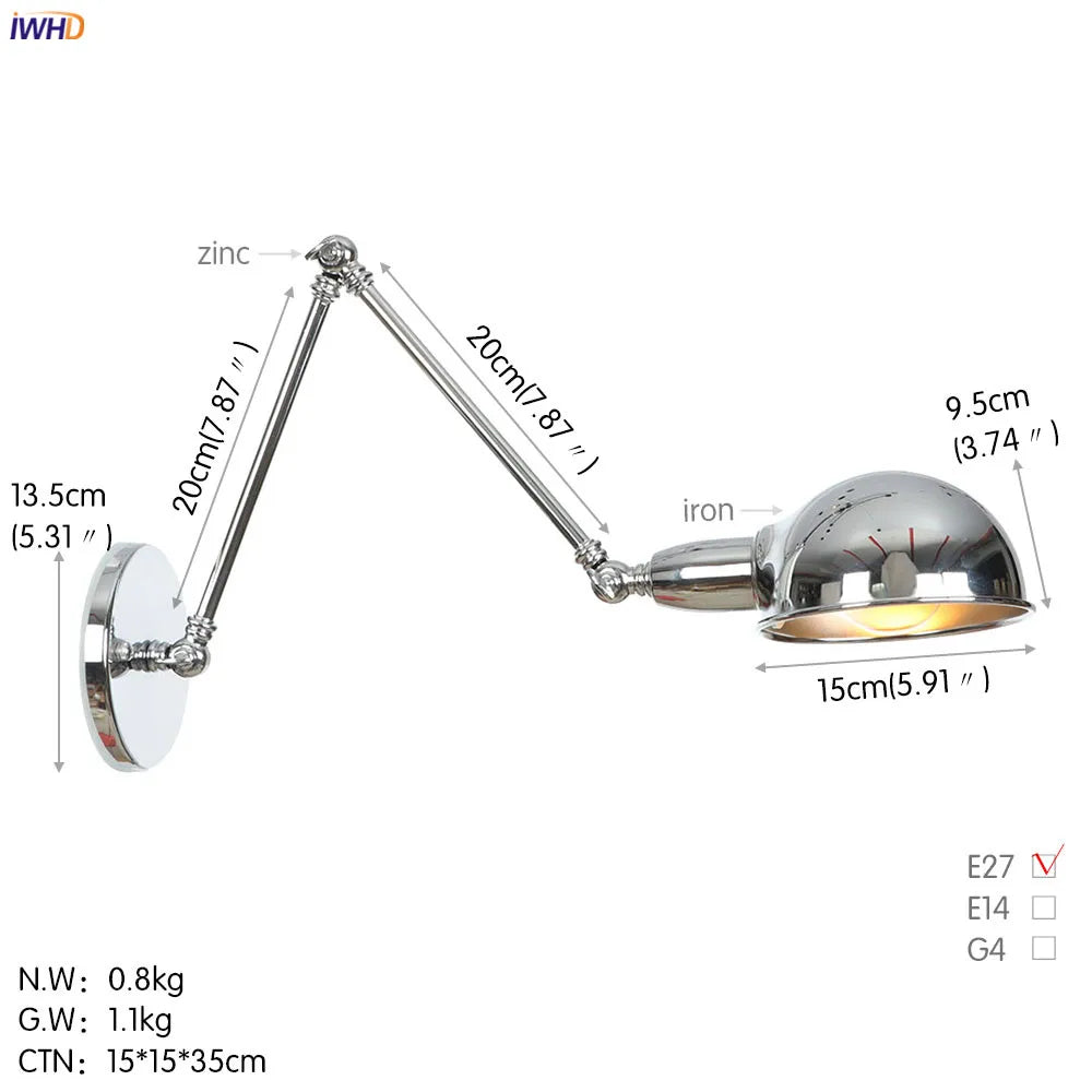 Loft Antique Edison 3-Head Black Wall Sconce Swing Arm Light