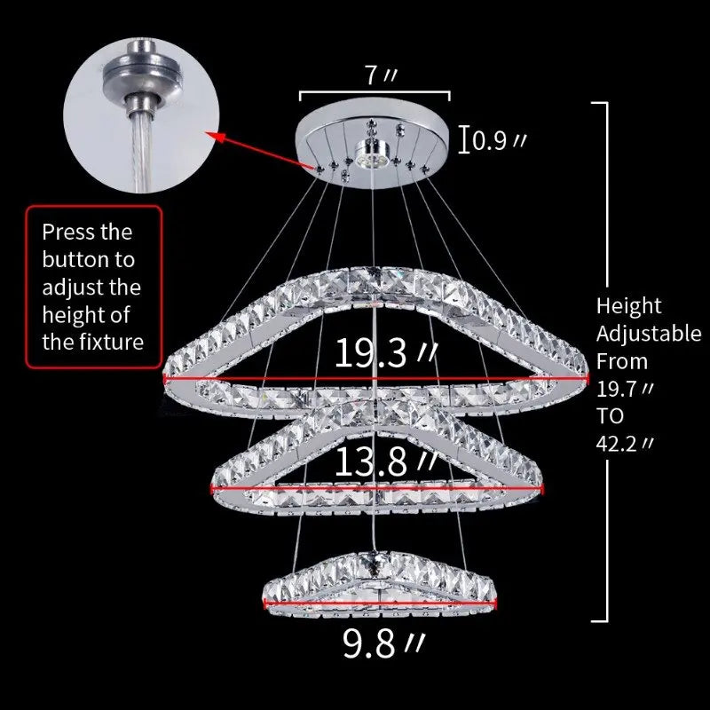 Crystal LED Pendant Chandelier, Modern Nordic Ceiling Lamp for Living and Dining Room