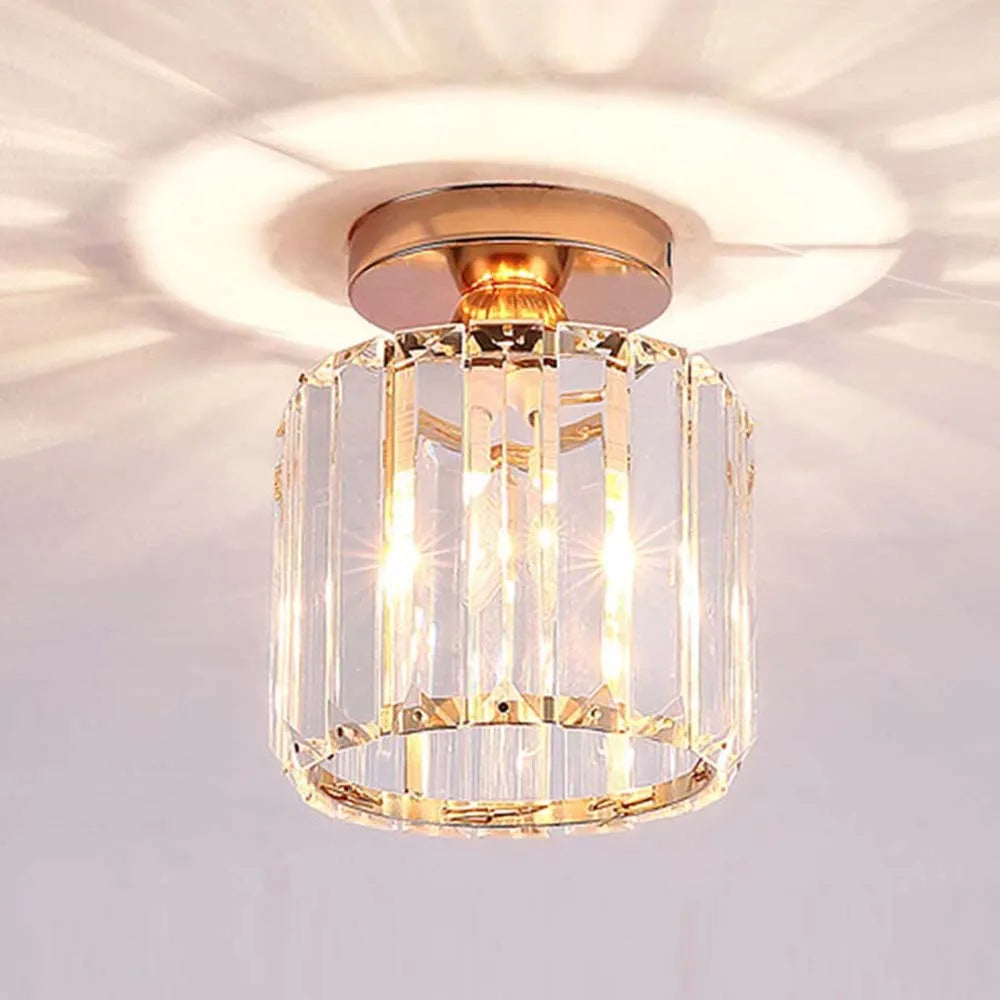 Crystal Pendant Ceiling Light, Modern E27 Semi Flush Design for Home Decor