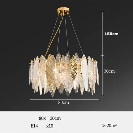 Art Deco Glass Iron LED Chandelier for Dinning Room