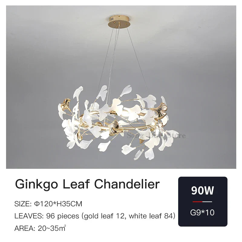 Ginkgo Ceramic Chandelier: Luxury Pendant Lights for Dining & Living Room