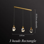 Diamond Crystal LED Chandelier, Brass Ceiling Pendant Light for Dining Room