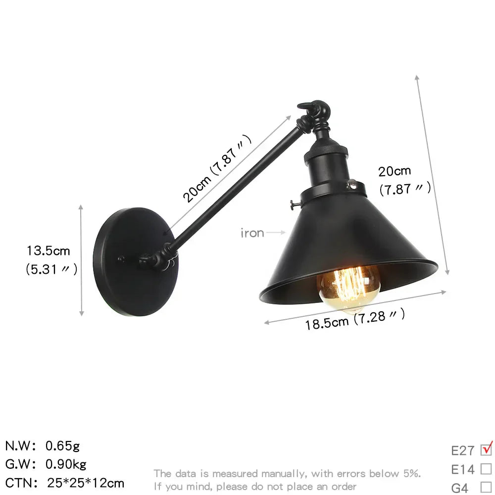 Vintage Industrial Wall Light Sconce LED Retro Bedroom Stair Loft Up Down Lamp