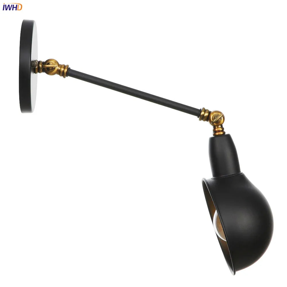 Vintage Industrial Wall Light Swing Arm LED Bedroom Cafe Stair Black