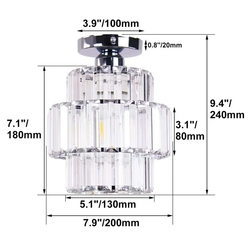 Crystal Chandelier: Elegant LED Ceiling Light for Living Room, Bedroom, and Aisle. Luxurious Modern Design.